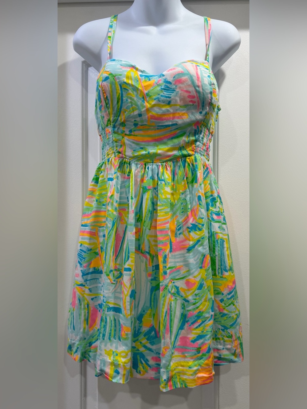 Lilly Pulitzer Christine Sun Dress Sea Salt & Sun Size 2 Tropical Abstract